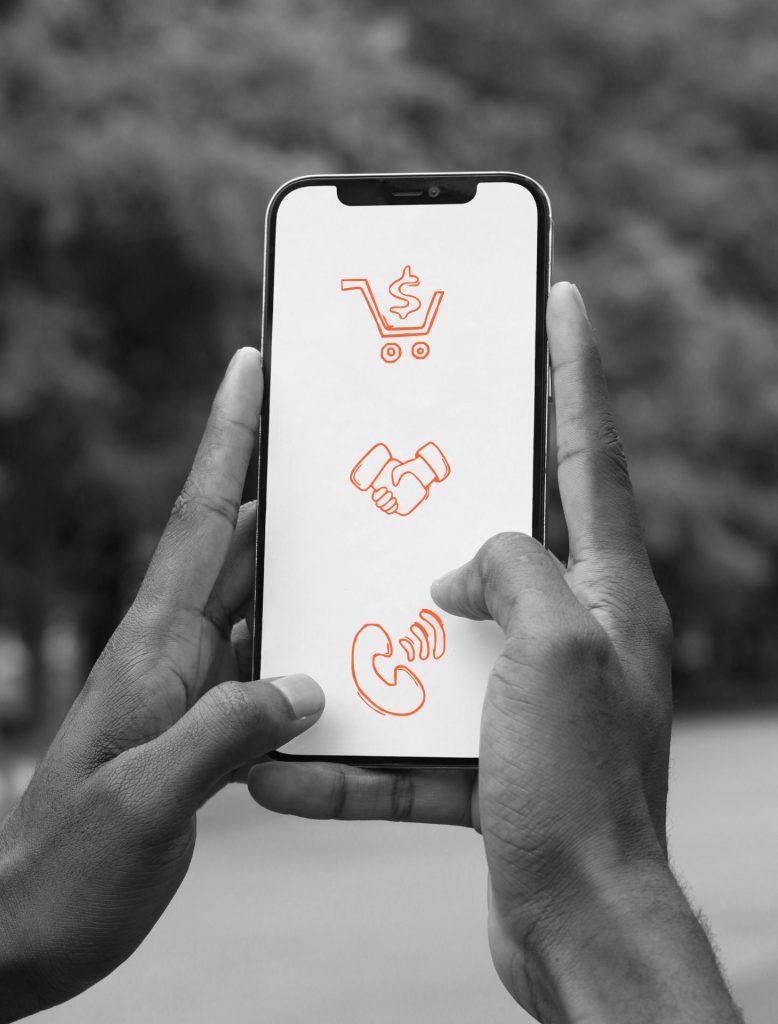 Smartphone mit Symbolen zum Auswählen