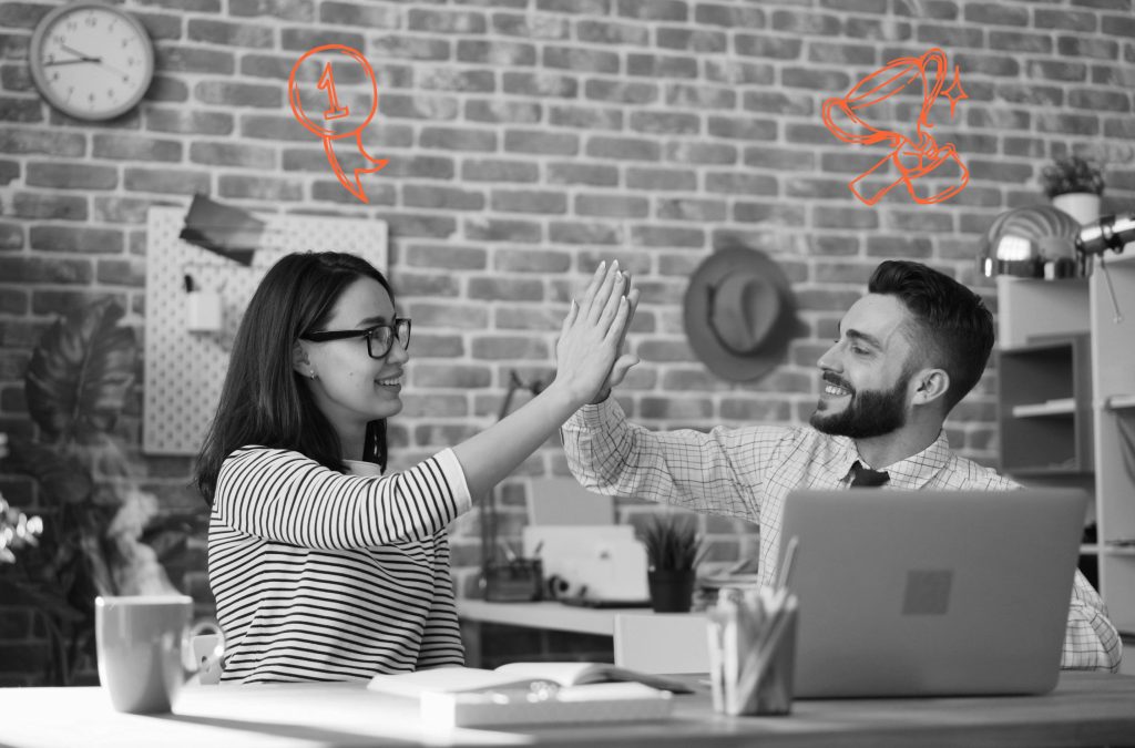 Personen feiern Erfolg