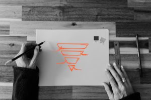 AIDA Funnel Skizze auf Zeichenblock