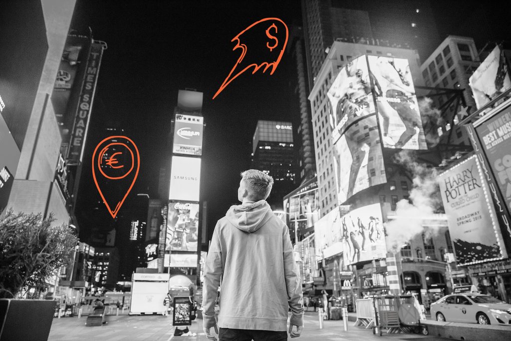 Visuelle Leuchtereklame am Times Square