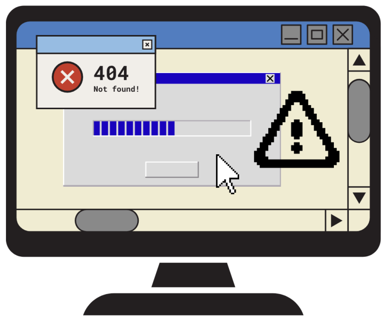 Grafik zeigt eine alte Webseite