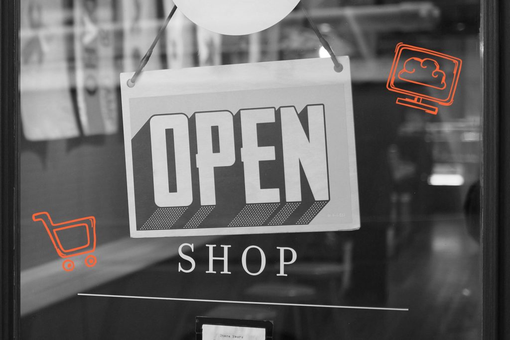 Schild mit Open Shop